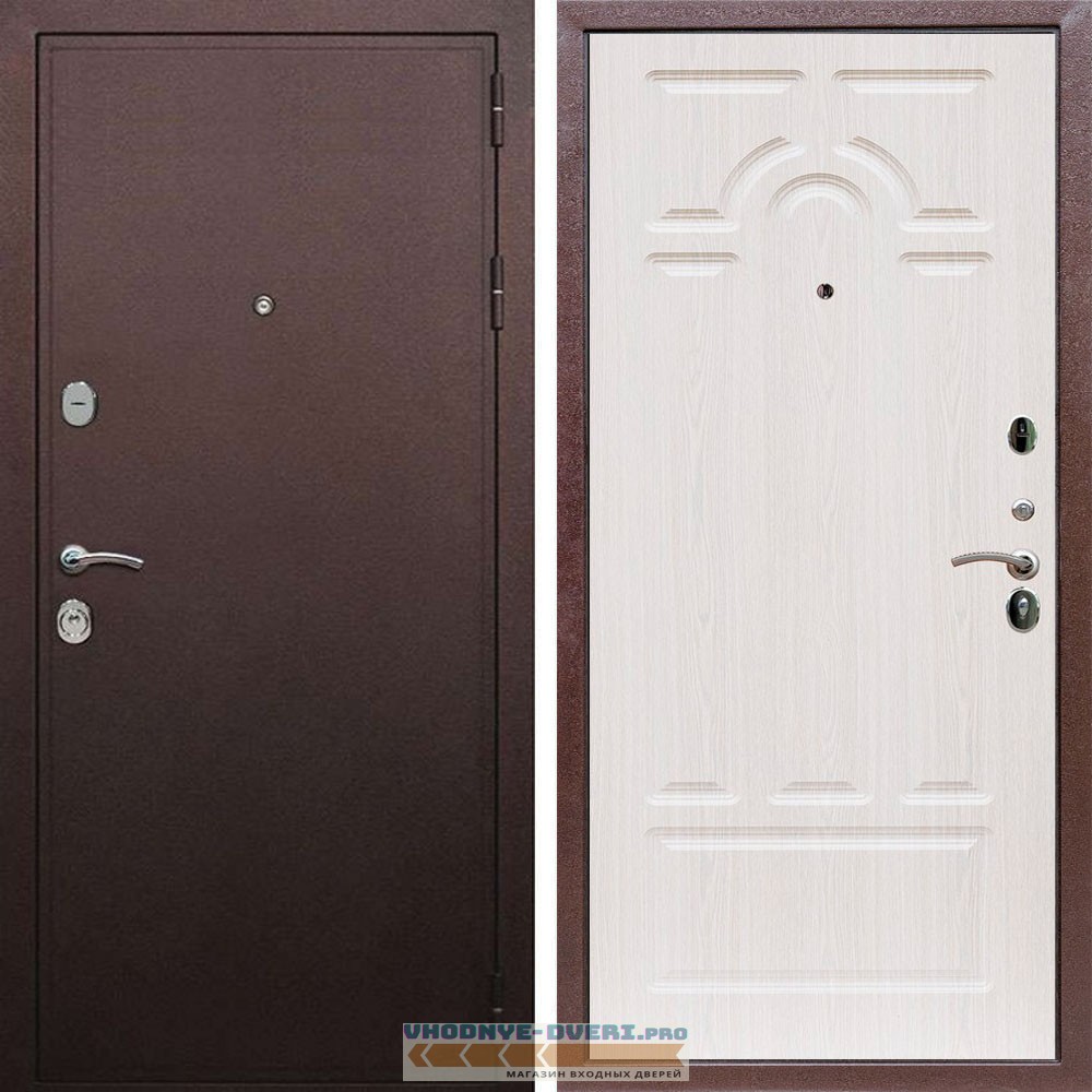 Входная дверь REX (Рекс) 5А Медный антик ФЛ-58 Беленый дуб