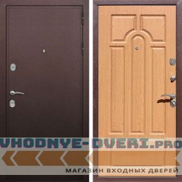 Входная дверь REX (Рекс) 5А Медный антик ФЛ-58 дуб светлый