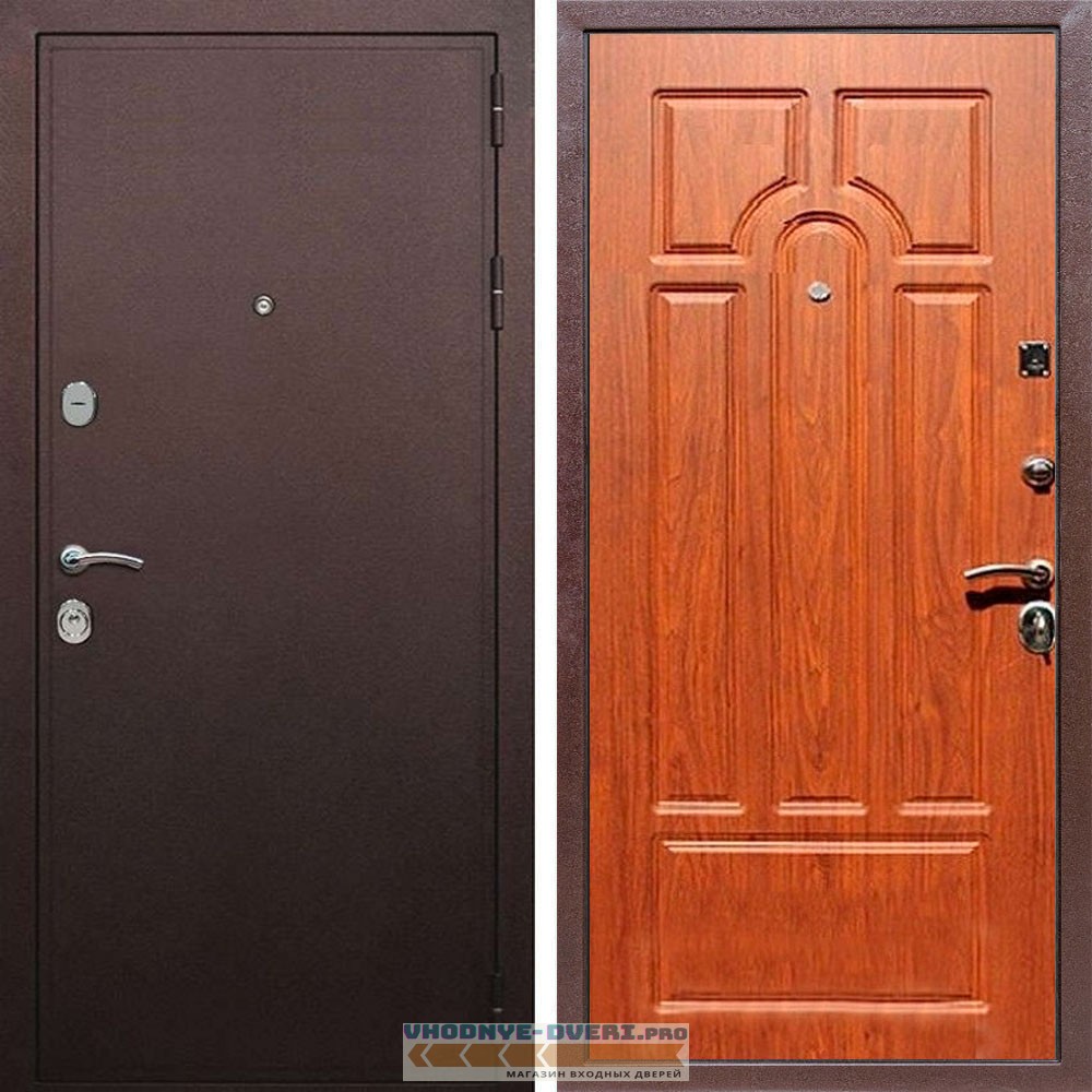 Входная дверь REX (Рекс) 5А Медный антик ФЛ-58 орех