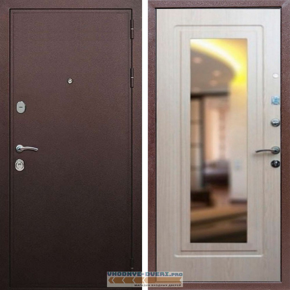 Входная дверь REX (Рекс) 5А Медный антик ФЛЗ-120 беленый дуб