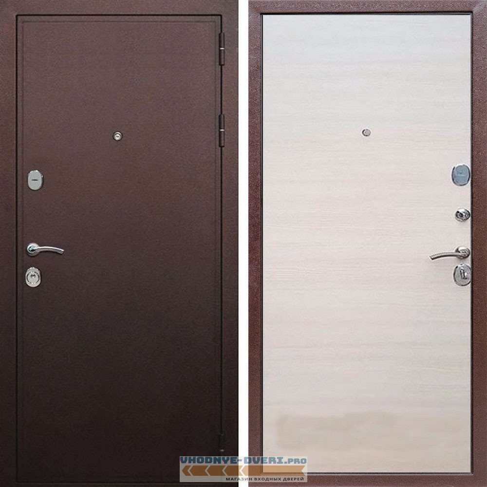 Входная дверь REX (Рекс) 5А Медный антик гладкая акация светлая