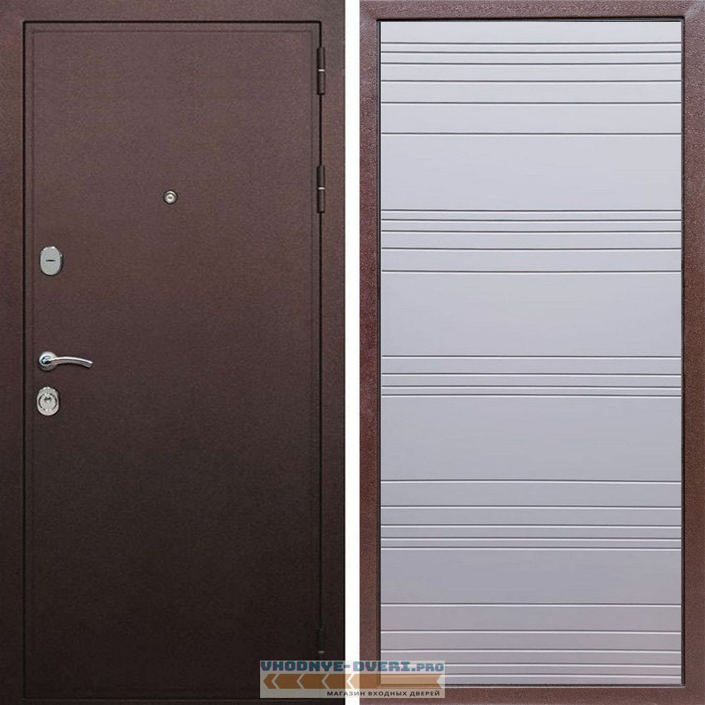 Входная дверь REX (Рекс) 5А Медный антик полоски горизонтальные силк титан