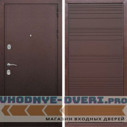 Входная дверь REX (Рекс) 5А Медный антик полоски горизонтальные ясень шоколадный