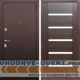 Входная дверь REX (Рекс) 5А Медный антик сб-14 эковенге белое стекло