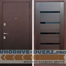 Входная дверь REX (Рекс) 5А Медный антик сб-14 эковенге черное стекло