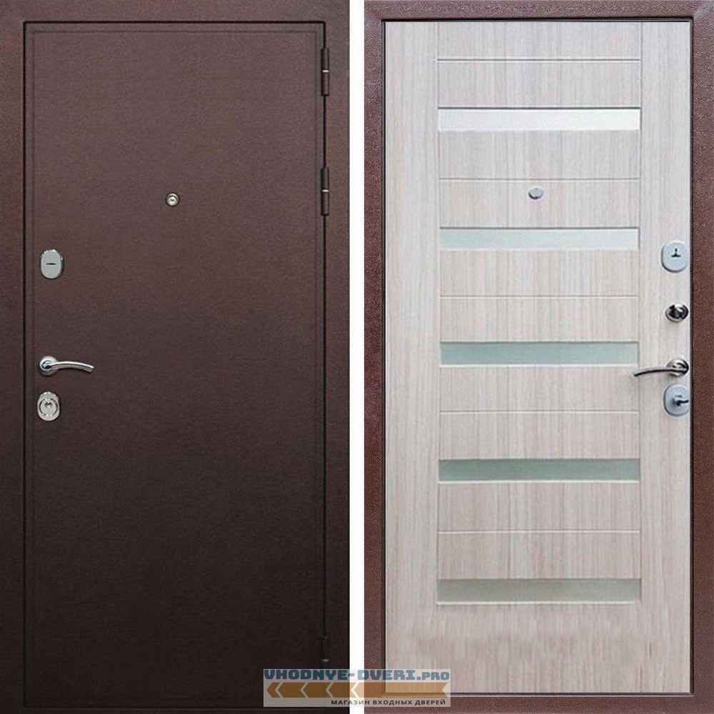 Входная дверь REX (Рекс) 5А Медный антик СБ-14 сандал светлый белое стекло