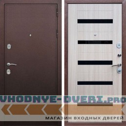 Входная дверь REX (Рекс) 5А Медный антик СБ-14 сандал светлый черное стекло