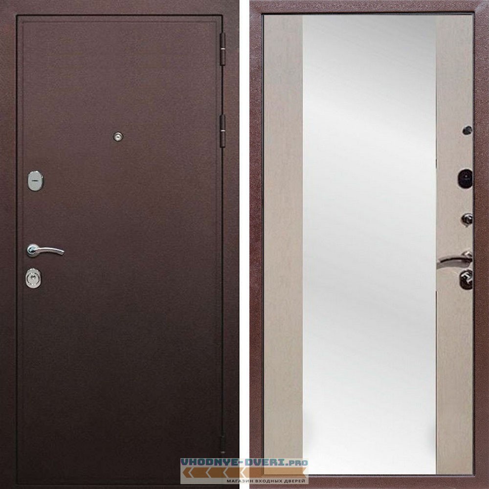 Входная дверь REX (Рекс) 5А Медный антик сб-16 лиственница бежевая