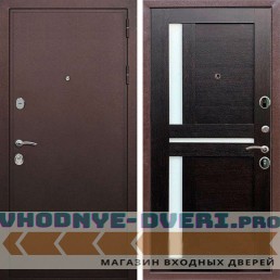 Входная дверь REX (Рекс) 5А Медный антик сб-18 венге белое стекло