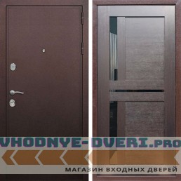 Входная дверь REX (Рекс) 5А Медный антик сб-18 венге черное стекло