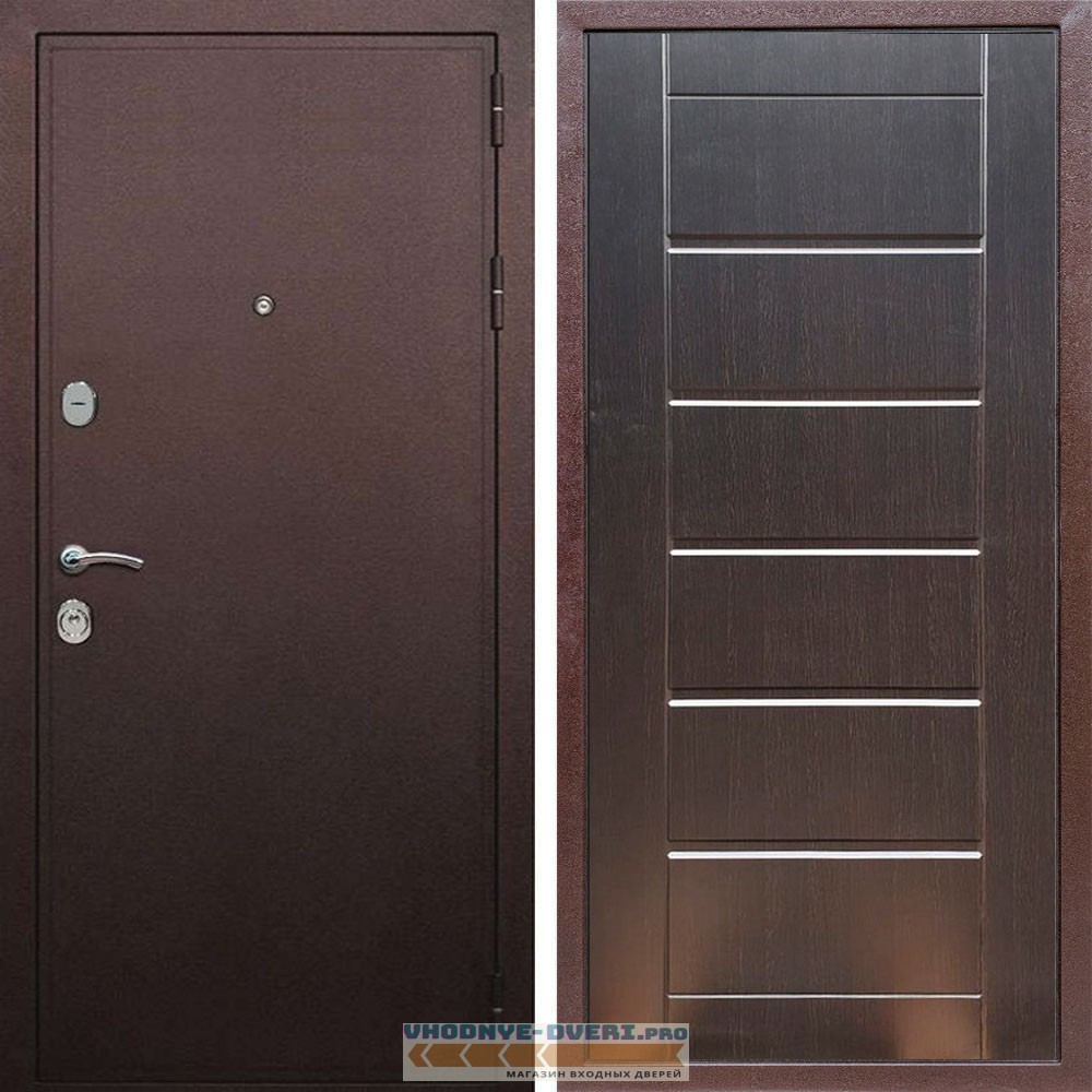 Входная дверь REX (Рекс) 5А Медный антик сити 16 мм венге