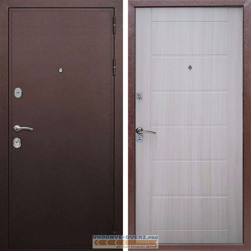 Входная дверь REX (Рекс) 5А Медный антик сити 6 мм сандал светлый