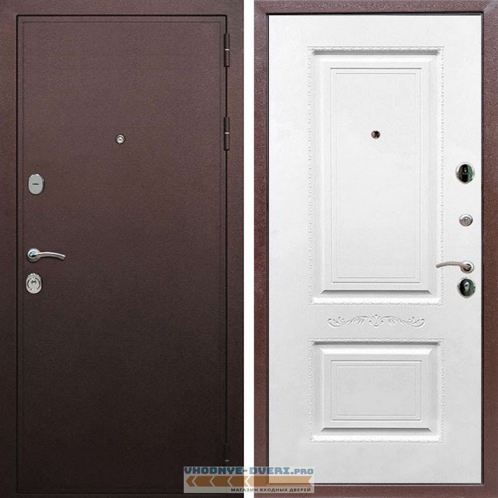 Входная дверь REX (Рекс) 5А Медный антик смальта 04 белый матовый