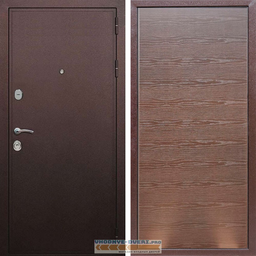 Входная дверь REX (Рекс) 5А Медный антик Венге поперечный гладкая