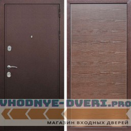 Входная дверь REX (Рекс) 5А Медный антик Венге поперечный гладкая