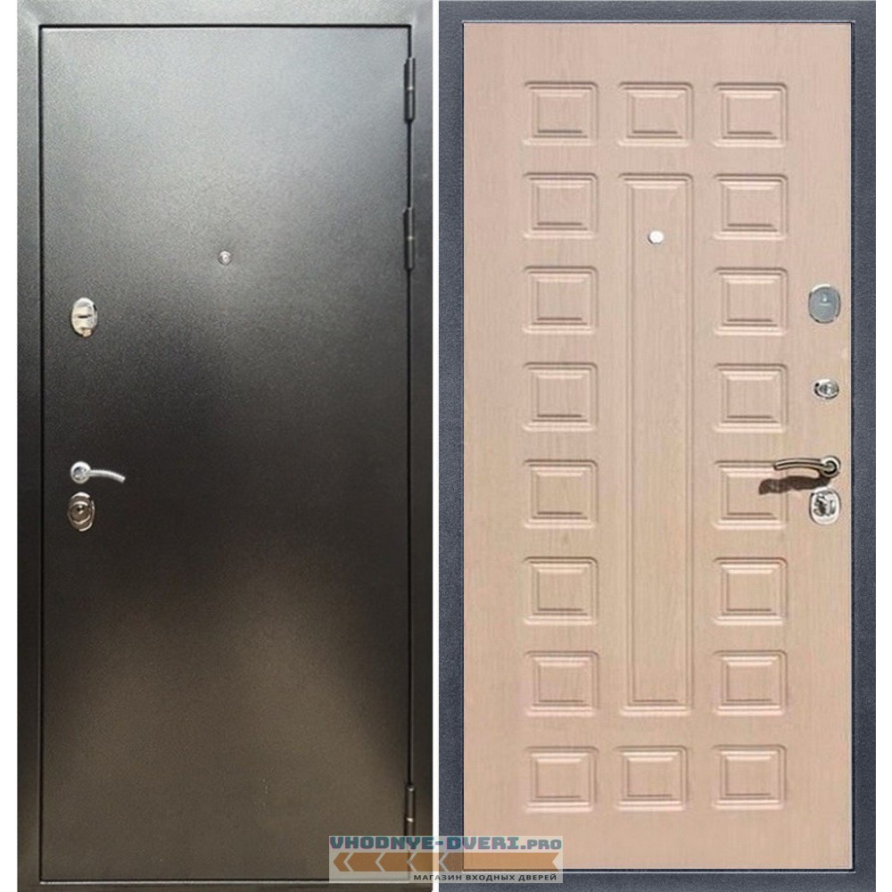 Входная дверь REX (Рекс) 5 (антик серебро) ФЛ-183 беленый дуб