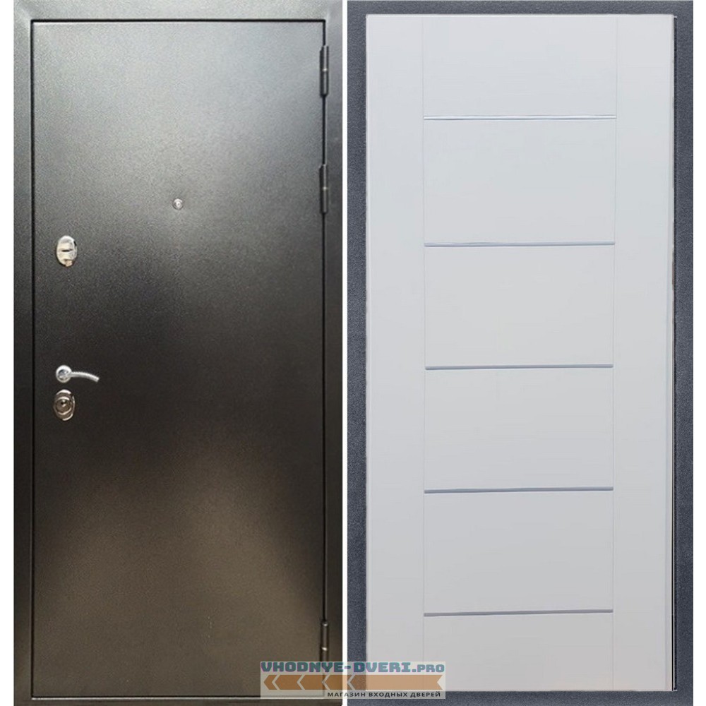 Входная дверь REX (Рекс) 5 (антик серебро) B03 молдинги белый ясень