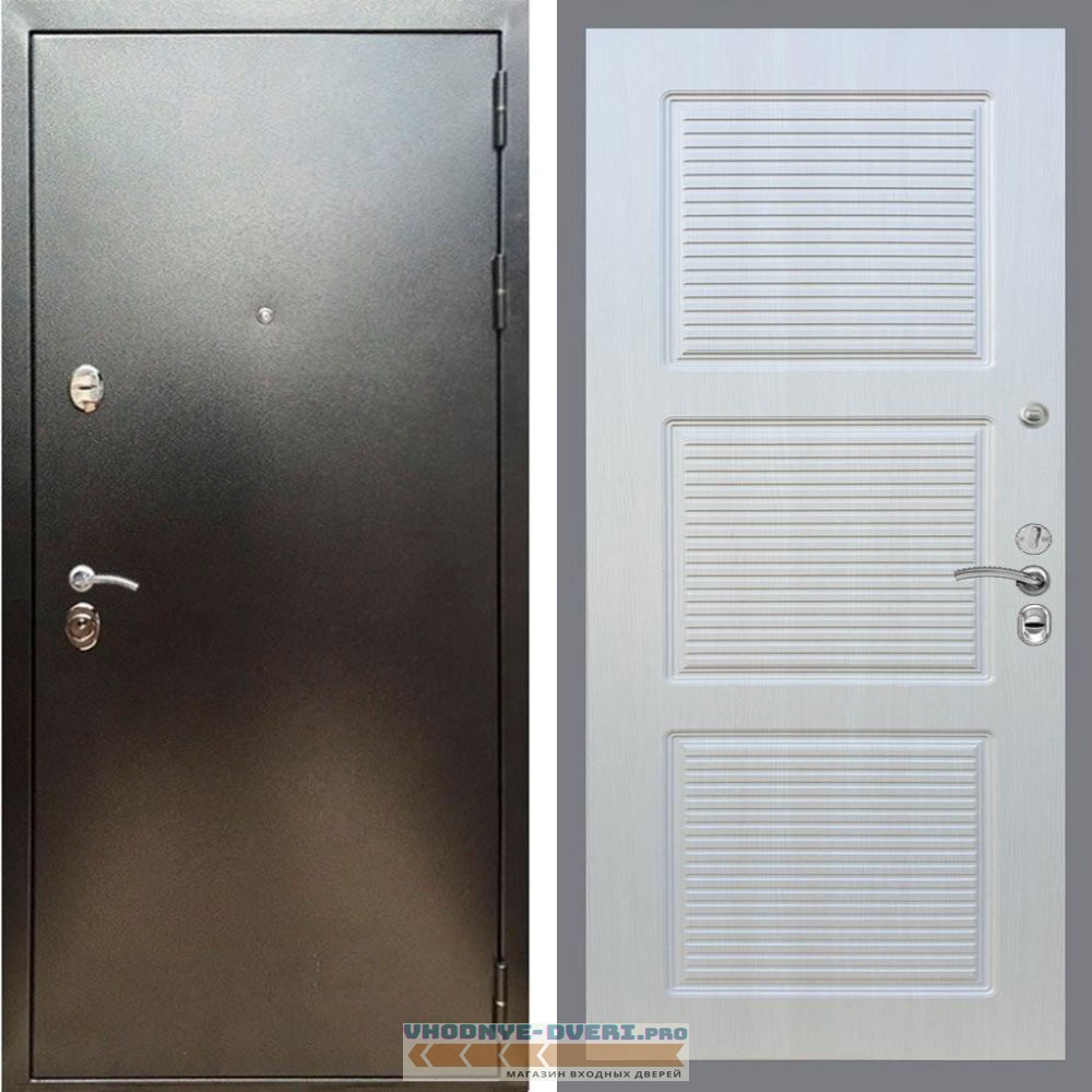 Входная дверь REX (Рекс) 5 (антик серебро) ФЛ-1 Лиственница