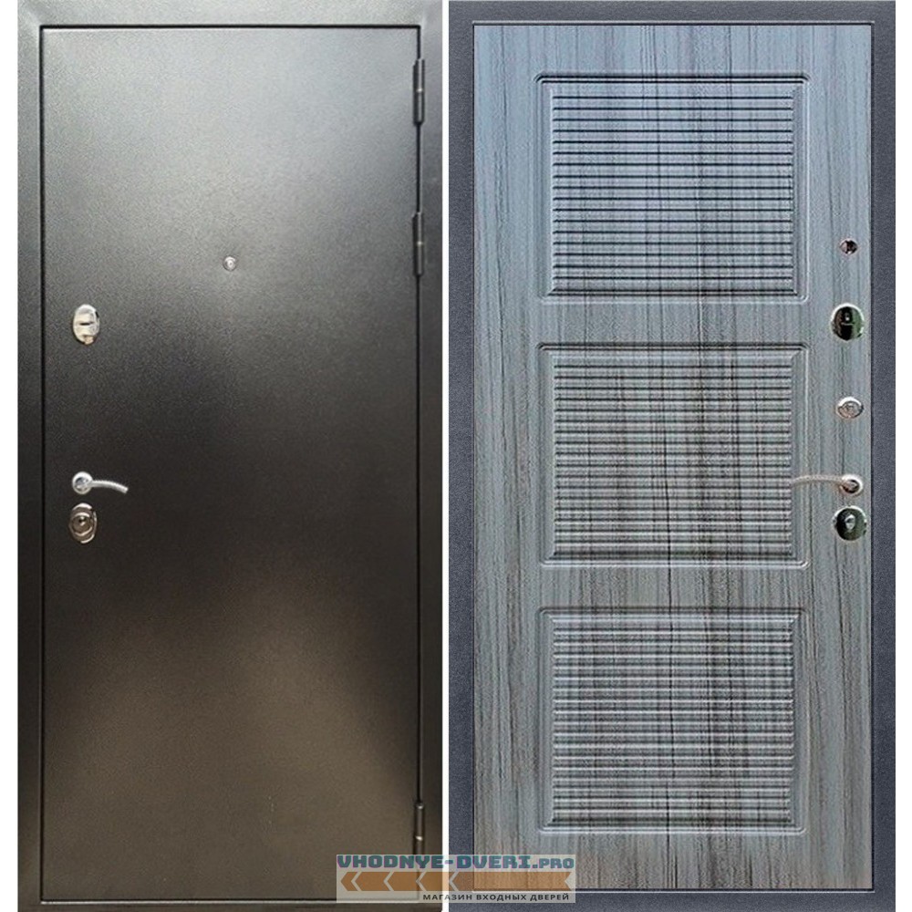 Входная дверь REX (Рекс) 5 (антик серебро) ФЛ-1 сандал серый