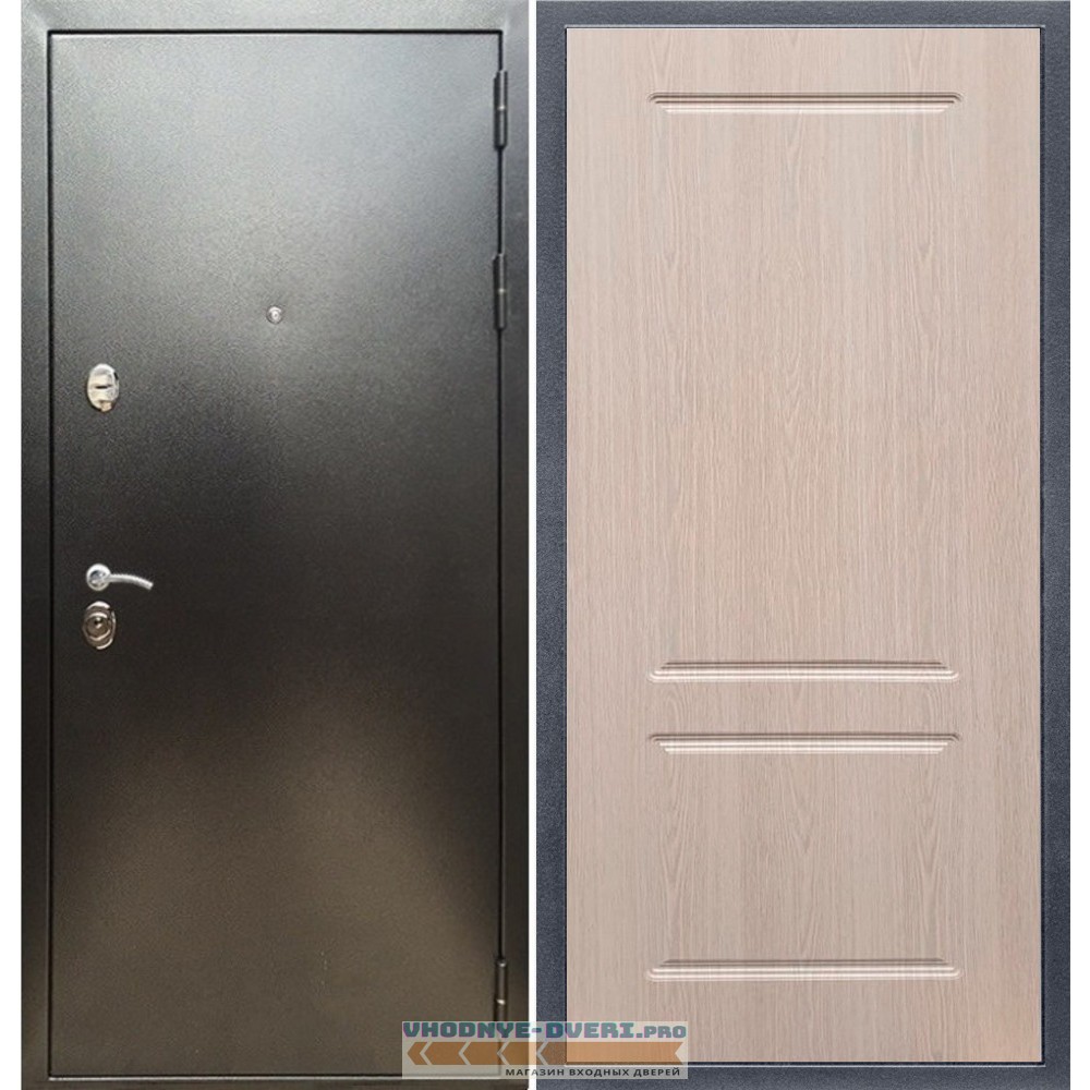 Входная дверь REX (Рекс) 5 (антик серебро) ФЛ-117 беленый дуб