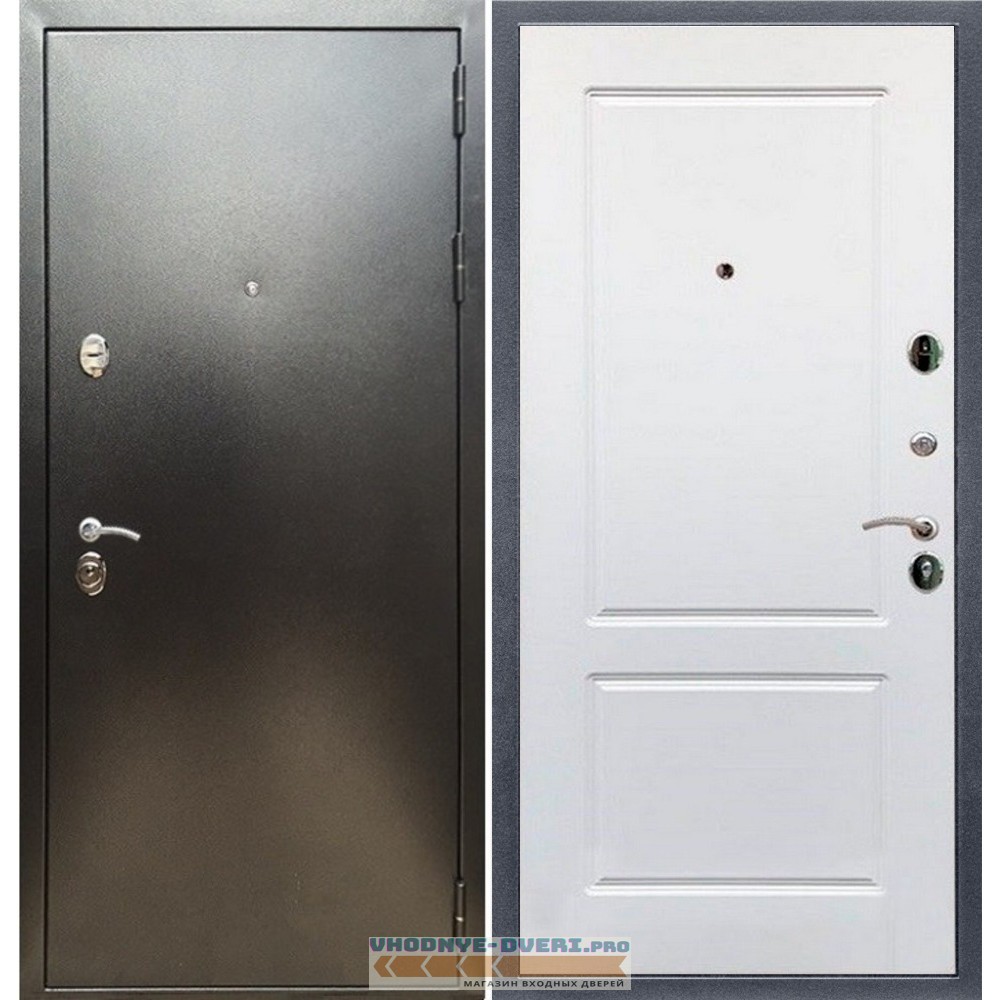 Входная дверь REX (Рекс) 5 (антик серебро) ФЛ-117 белый матовый