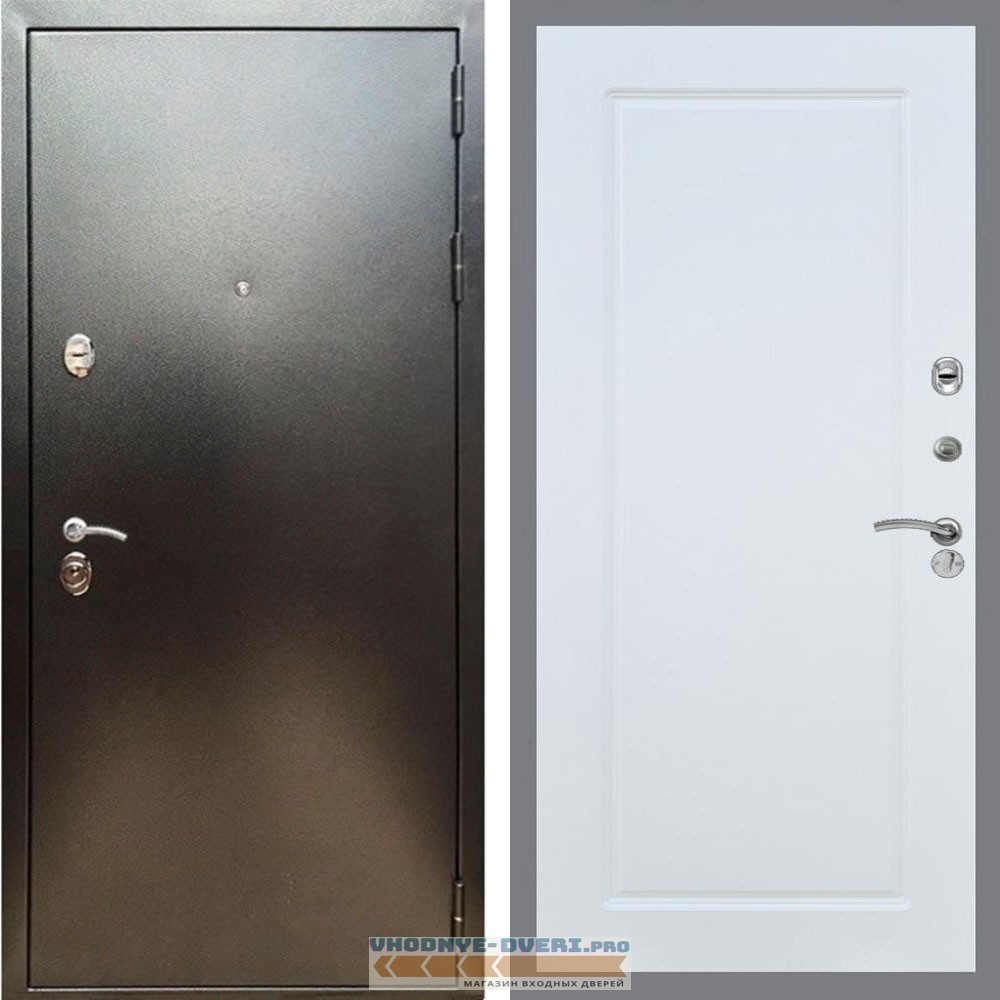 Входная дверь REX (Рекс) 5 (антик серебро) ФЛ-119 Белый ясень