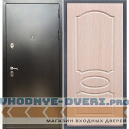 Входная дверь REX (Рекс) 5 (антик серебро) ФЛ-128 беленый дуб