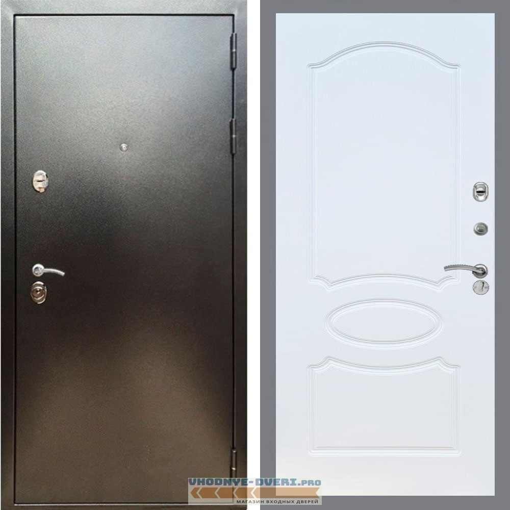 Входная дверь REX (Рекс) 5 (антик серебро) ФЛ-128 белый ясень