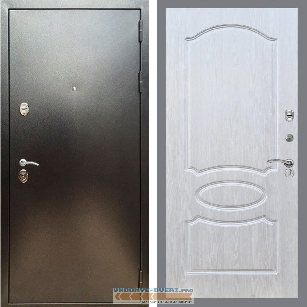 Входная дверь REX (Рекс) 5 (антик серебро) ФЛ-128 Лиственница бежевая