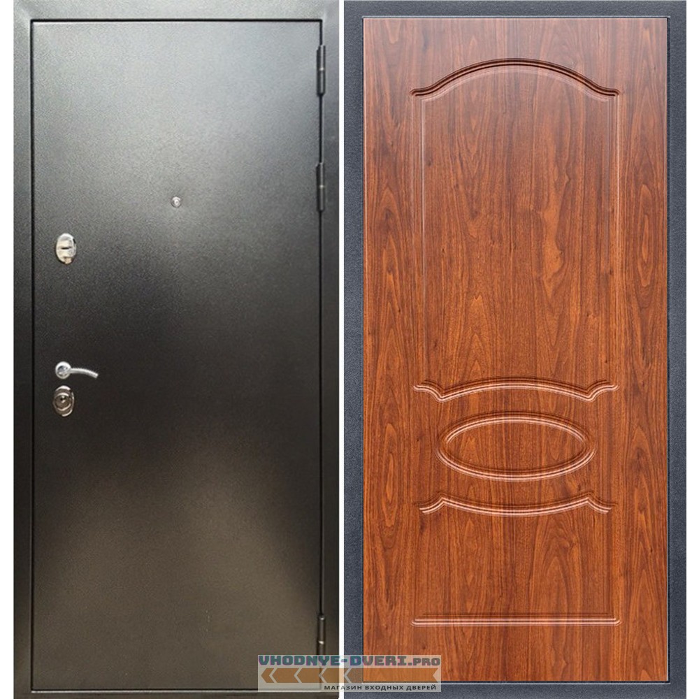 Входная дверь REX (Рекс) 5 (антик серебро) ФЛ-128 мореная береза