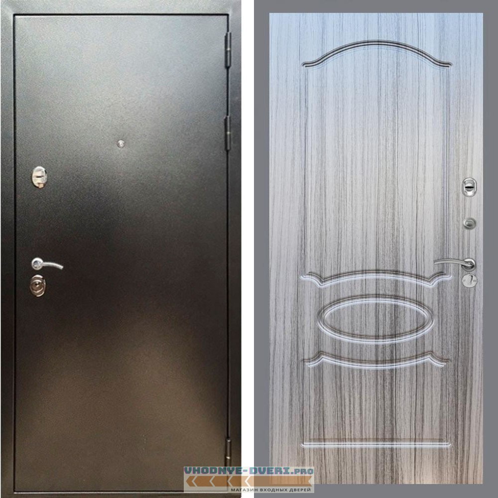 Входная дверь REX (Рекс) 5 (антик серебро) ФЛ-128 Сандал серый