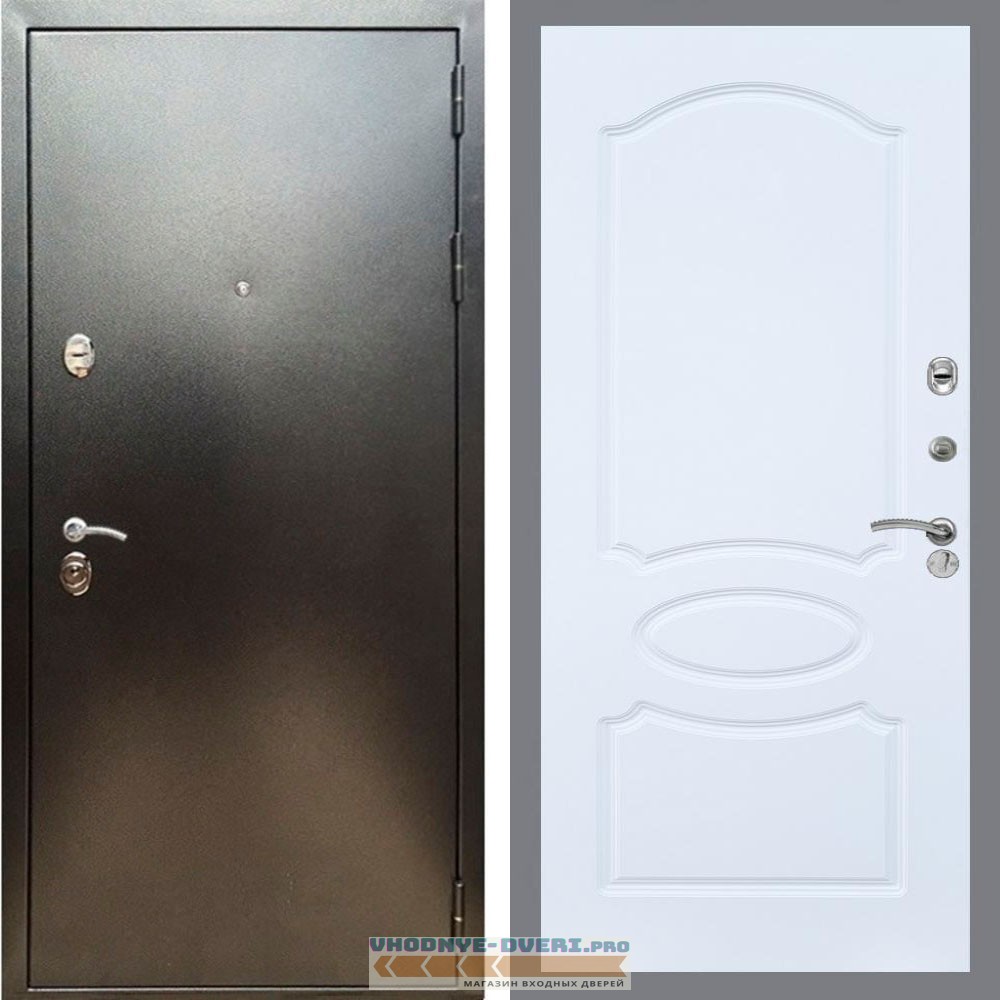 Входная дверь REX (Рекс) 5 (антик серебро) ФЛ-128 Белый матовый