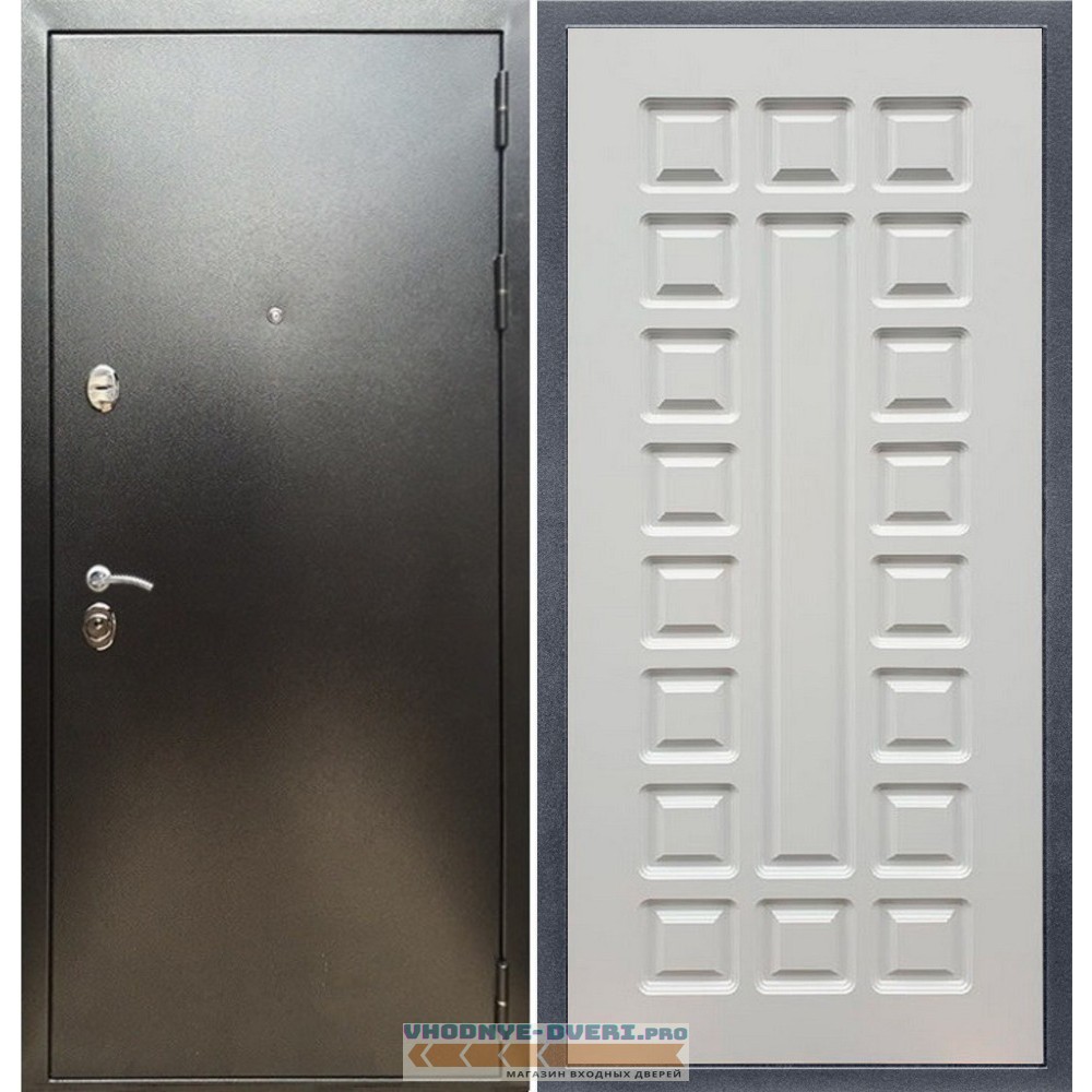 Входная дверь REX (Рекс) 5 (антик серебро) ФЛ-183 белый ясень