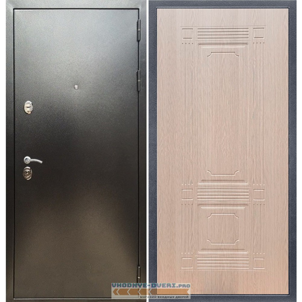 Входная дверь REX (Рекс) 5 (антик серебро) ФЛ-2 беленый дуб 6мм