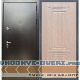 Входная дверь REX (Рекс) 5 (антик серебро) ФЛ-2 беленый дуб 6мм