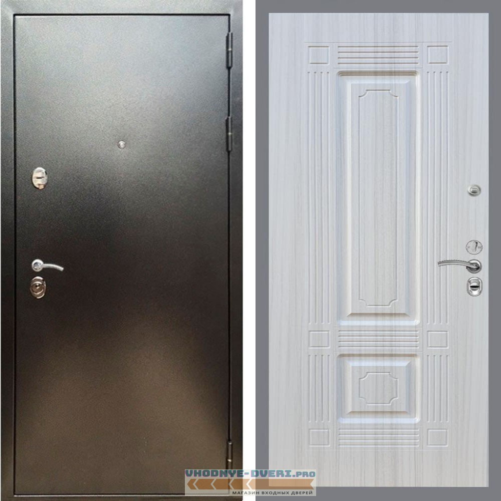 Входная дверь REX (Рекс) 5 (антик серебро) ФЛ-2 Сандал белый