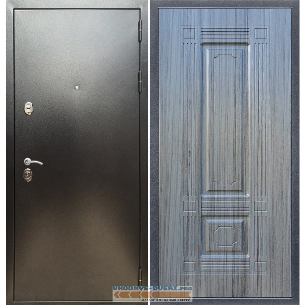 Входная дверь REX (Рекс) 5 (антик серебро) ФЛ-2 сандал серый 16 мм