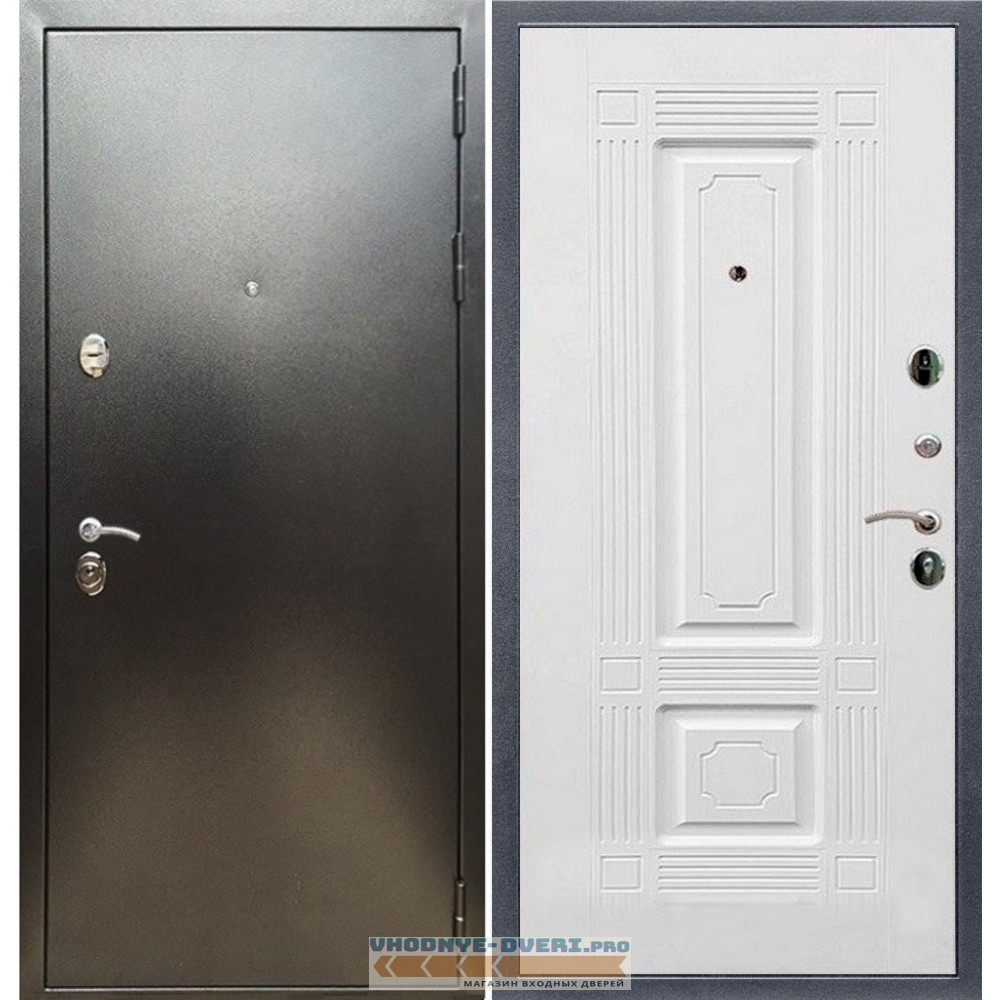 Входная дверь REX (Рекс) 5 (антик серебро) ФЛ-2 ясень белый 16 мм