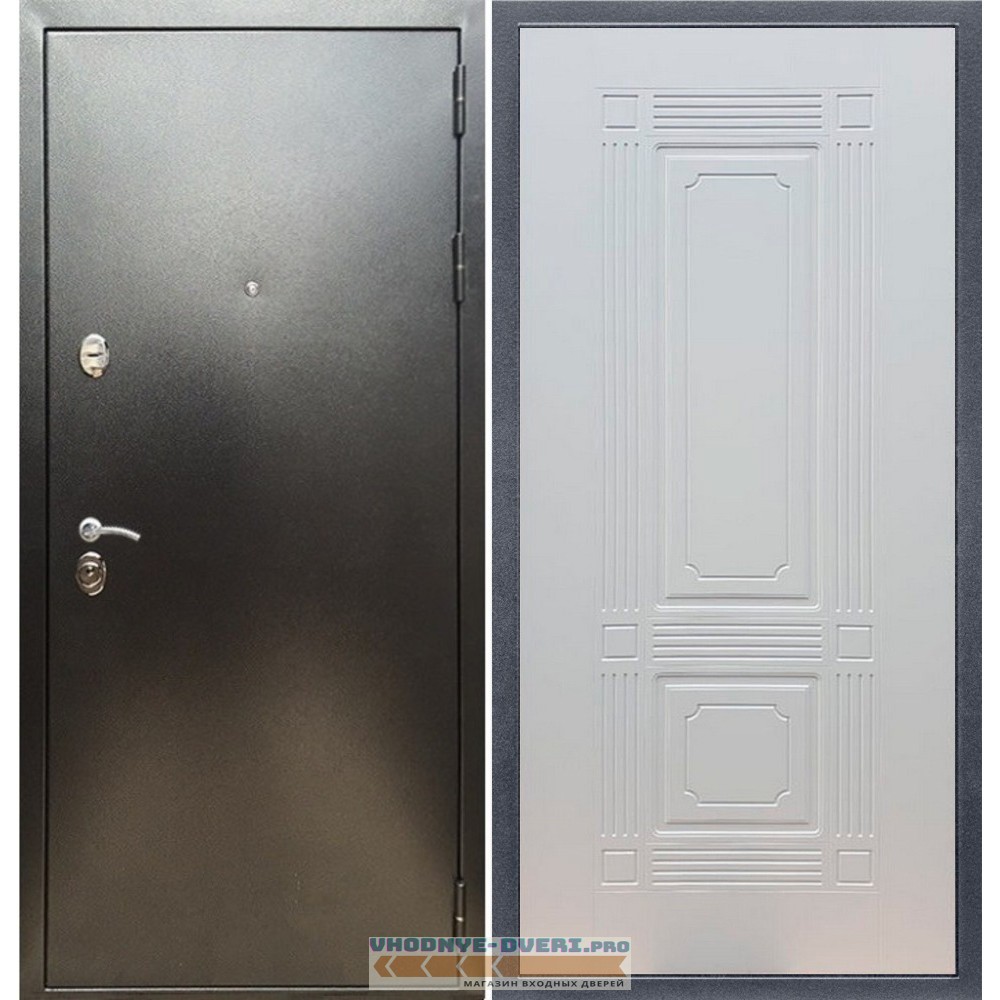 Входная дверь REX (Рекс) 5 (антик серебро) ФЛ-2 ясень белый 6 мм