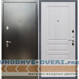 Входная дверь REX (Рекс) 5 (антик серебро) ФЛ-243 беленый дуб