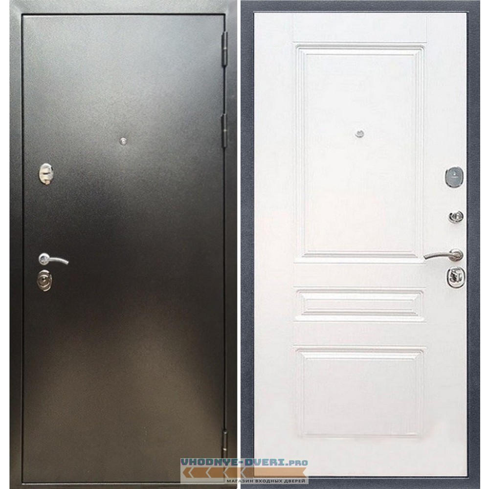 Входная дверь REX (Рекс) 5 (антик серебро) ФЛ-243 белый ясень