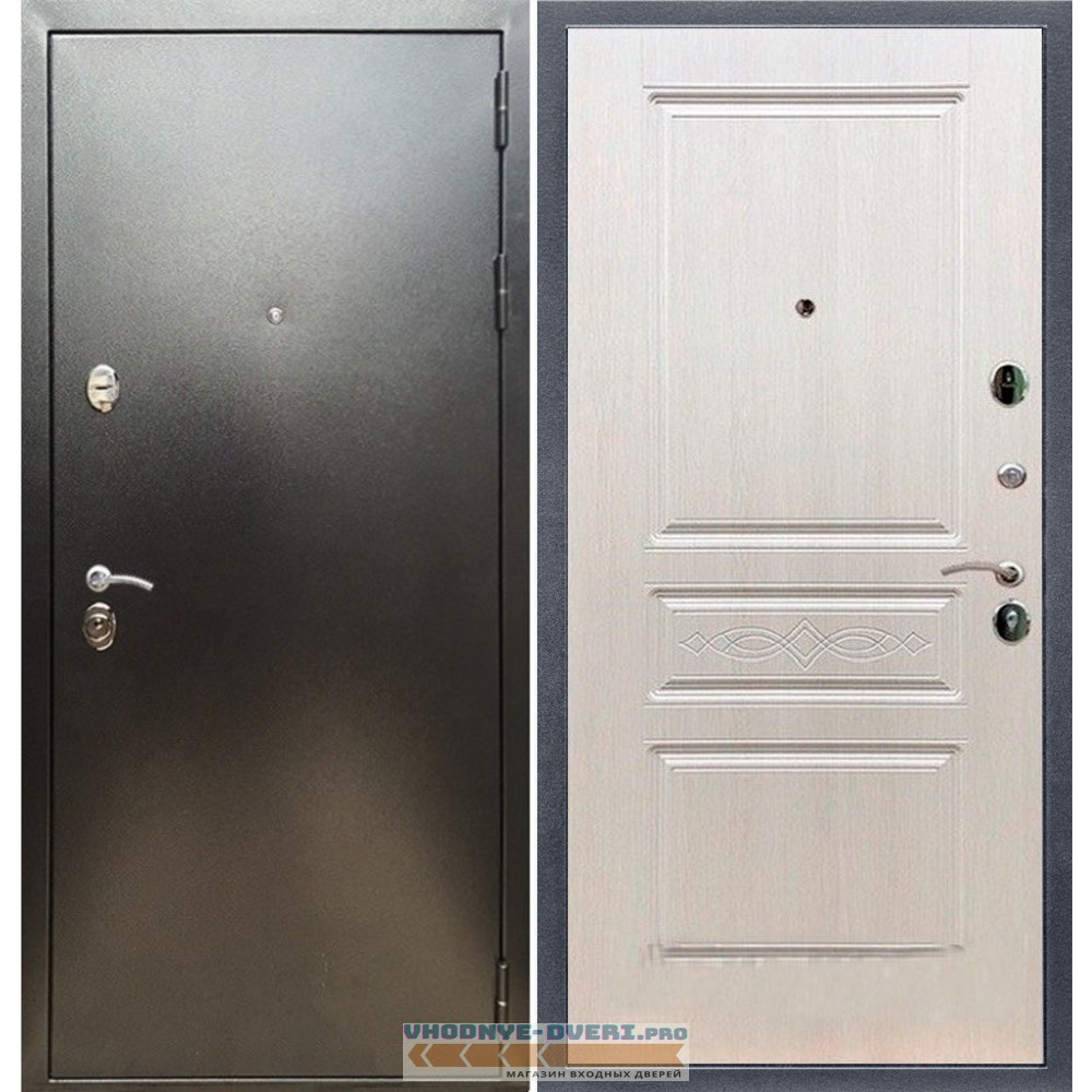 Входная дверь REX (Рекс) 5 (антик серебро) ФЛ-243 лиственница беж с узором