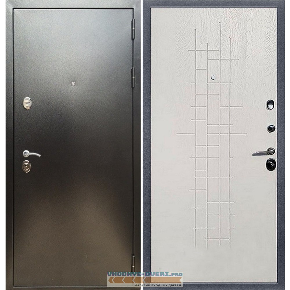 Входная дверь REX (Рекс) 5 (антик серебро) ФЛ-289 Белый ясень