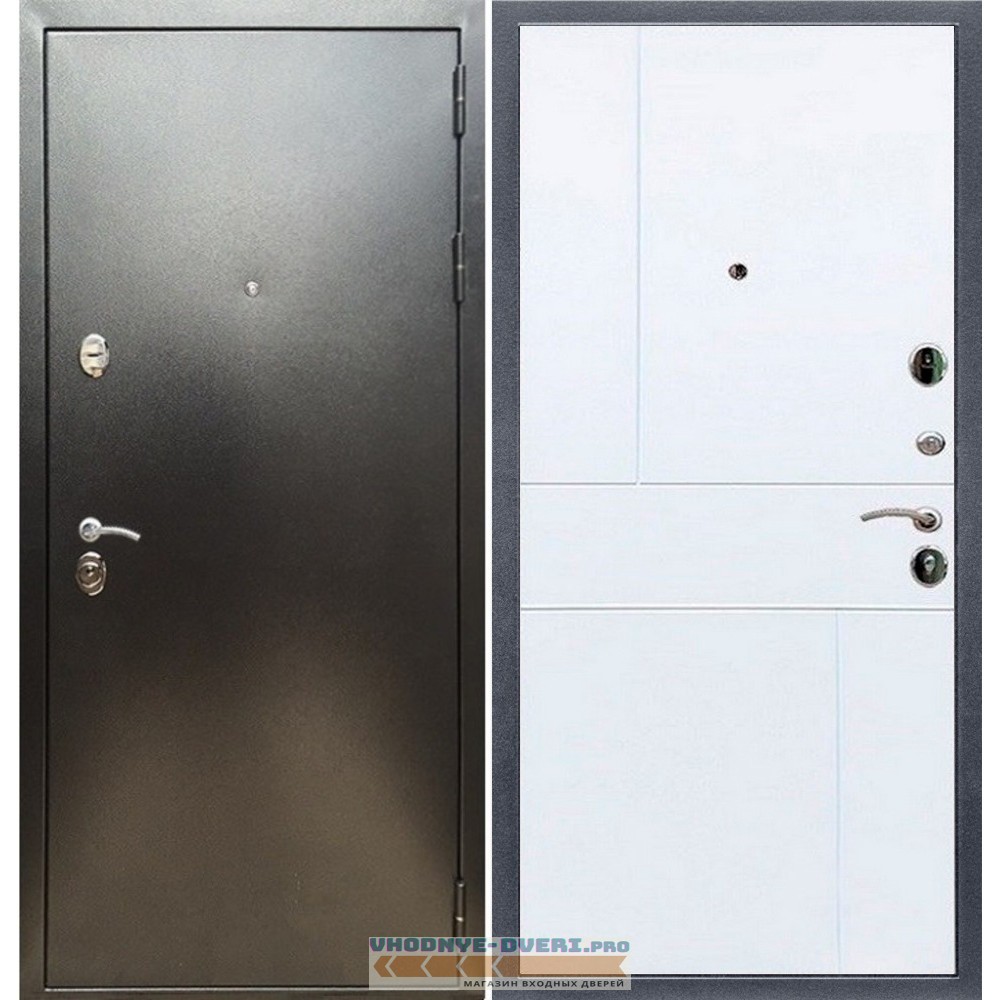 Входная дверь REX (Рекс) 5 (антик серебро) ФЛ-290 белый матовый