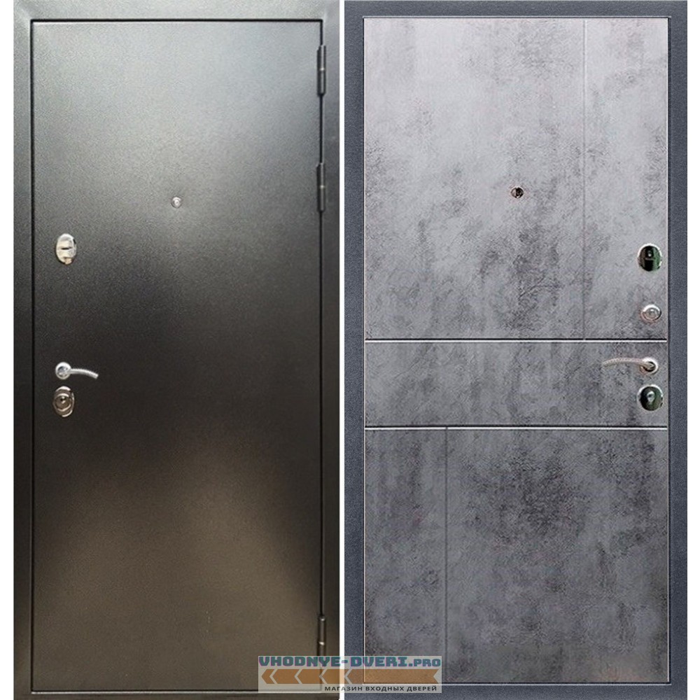 Входная дверь REX (Рекс) 5 (антик серебро) ФЛ-290 бетон темный