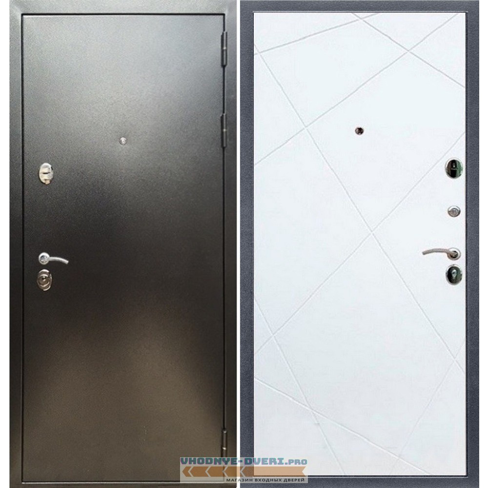 Входная дверь REX (Рекс) 5 (антик серебро) ФЛ-291 белый матовый