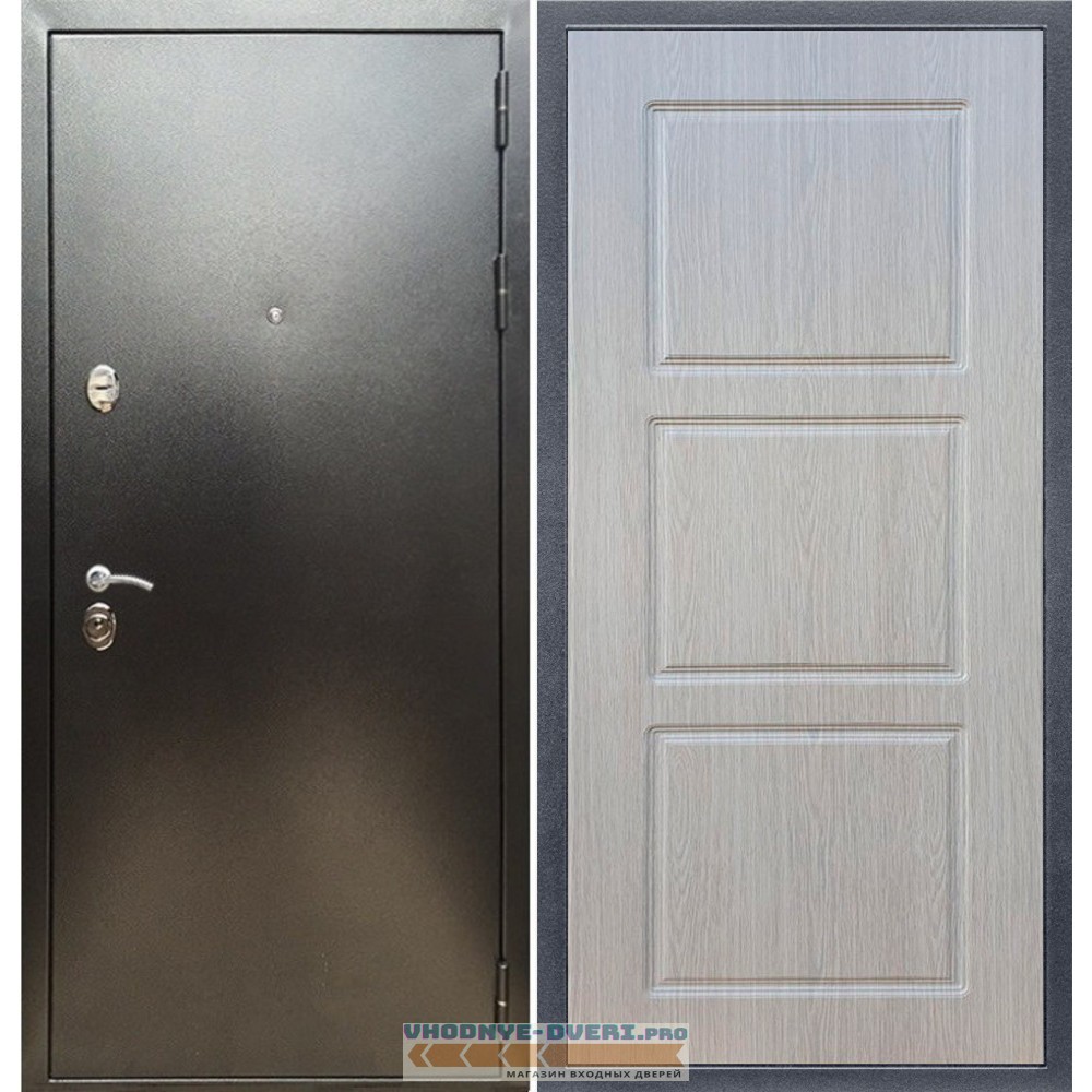 Входная дверь REX (Рекс) 5 (антик серебро) ФЛ-3 беленый дуб