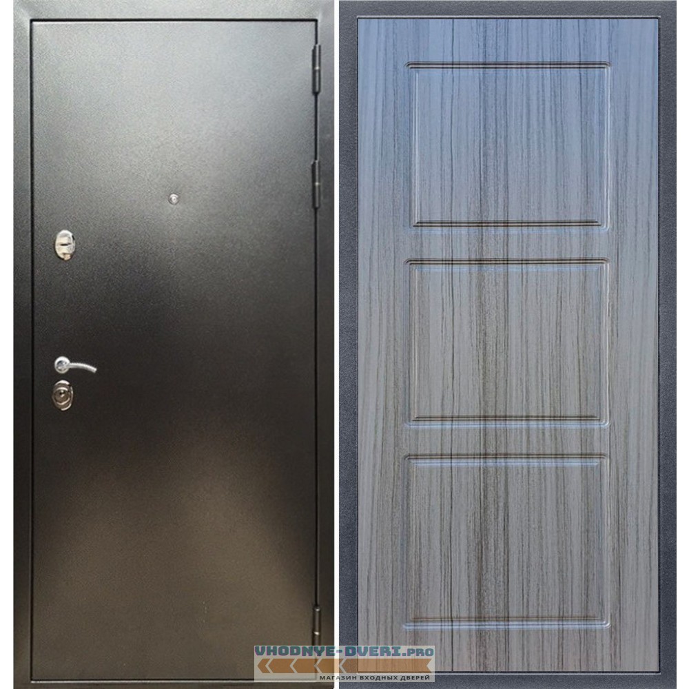 Входная дверь REX (Рекс) 5 (антик серебро) ФЛ-3 сандал серый