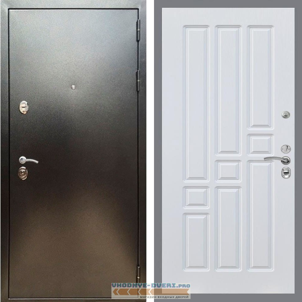 Входная дверь REX (Рекс) 5 (антик серебро) ФЛ-31 Белый ясень