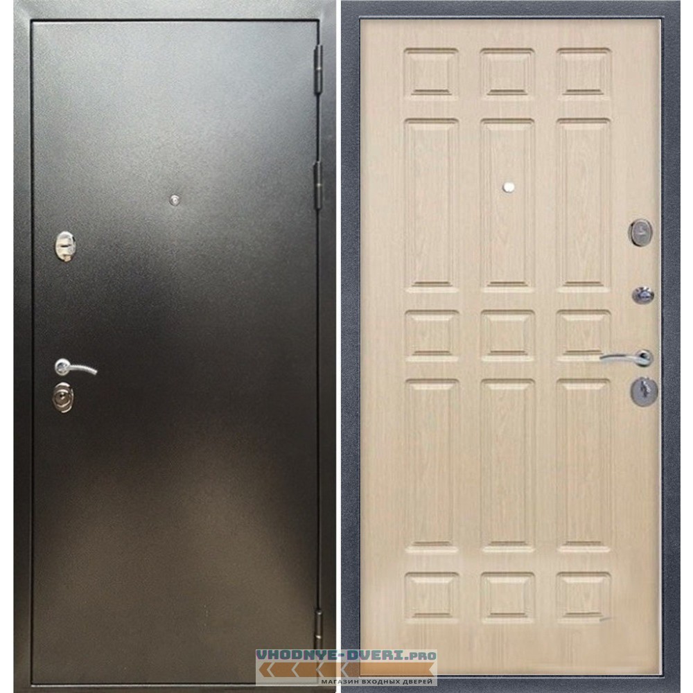 Входная дверь REX (Рекс) 5 (антик серебро) ФЛ-33 беленый дуб